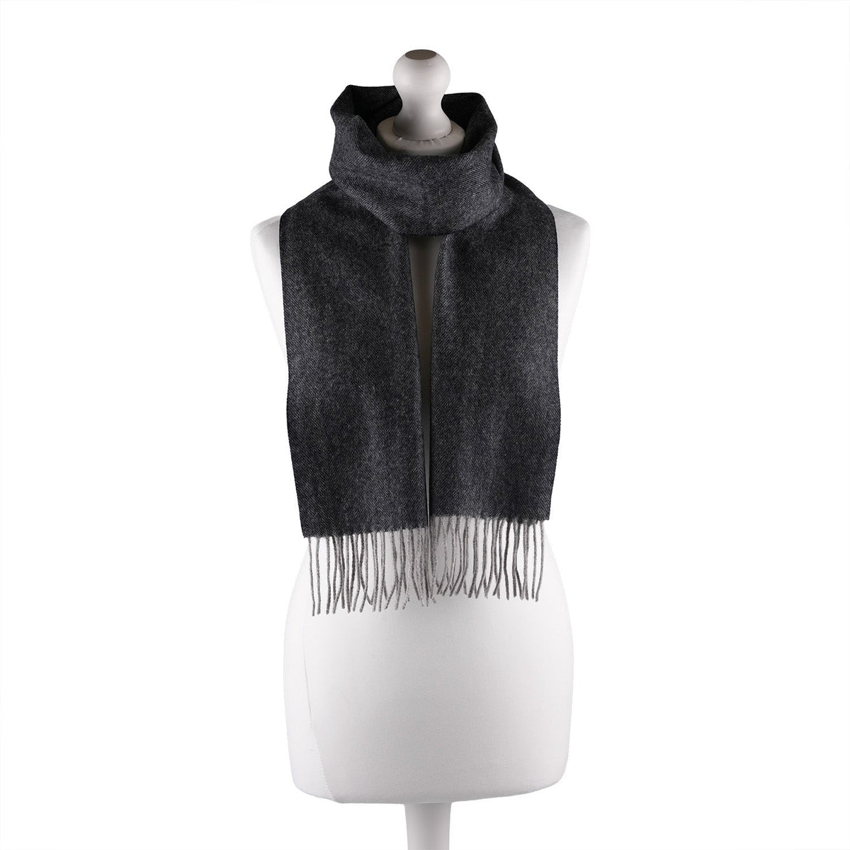Edinburgh 100% Lambswool Tartan Scarf Herringbone Charcoal