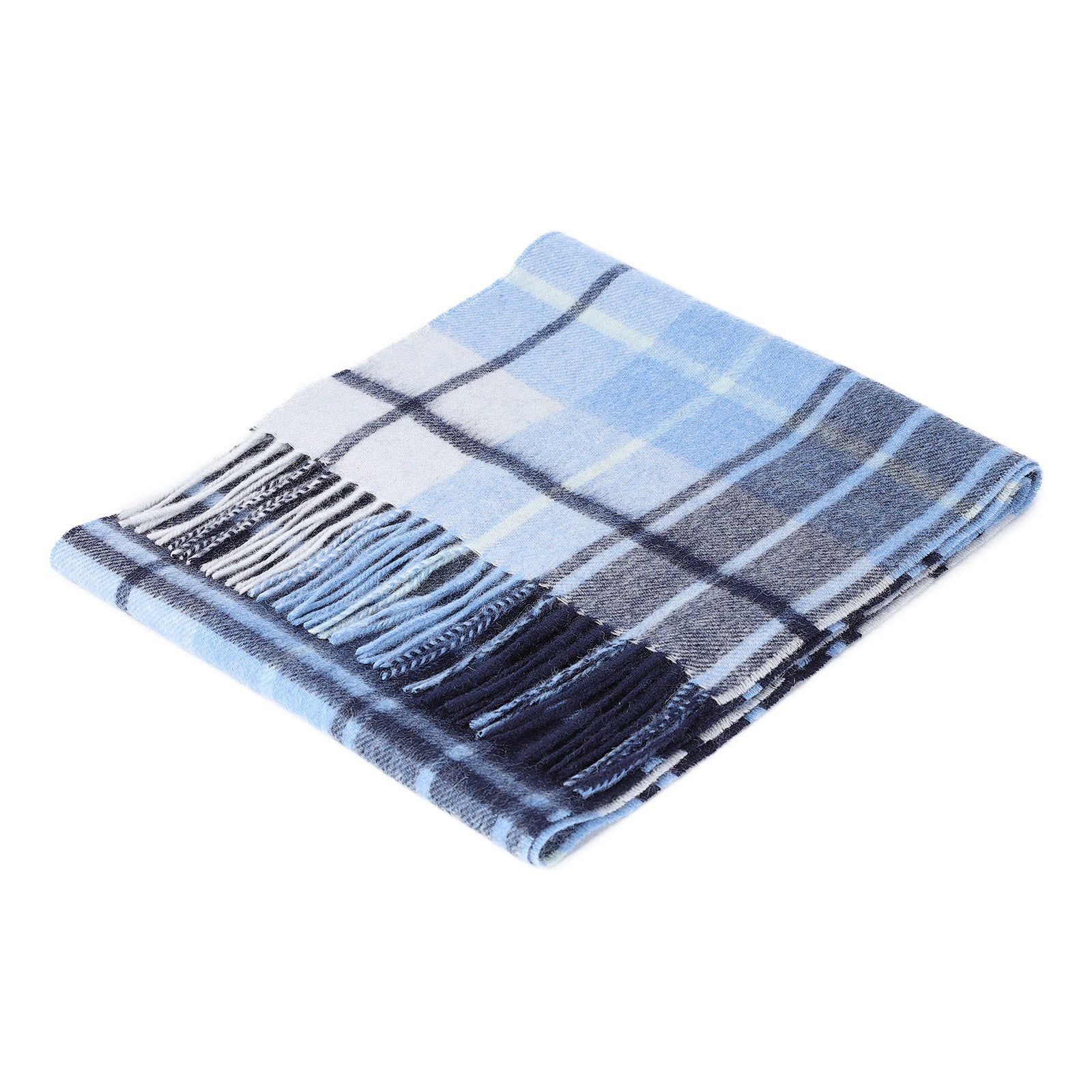 Edinburgh 100% Lambswool Scarf – Premium Soft Wool Wrap - MILL CHECK ECLIPSE