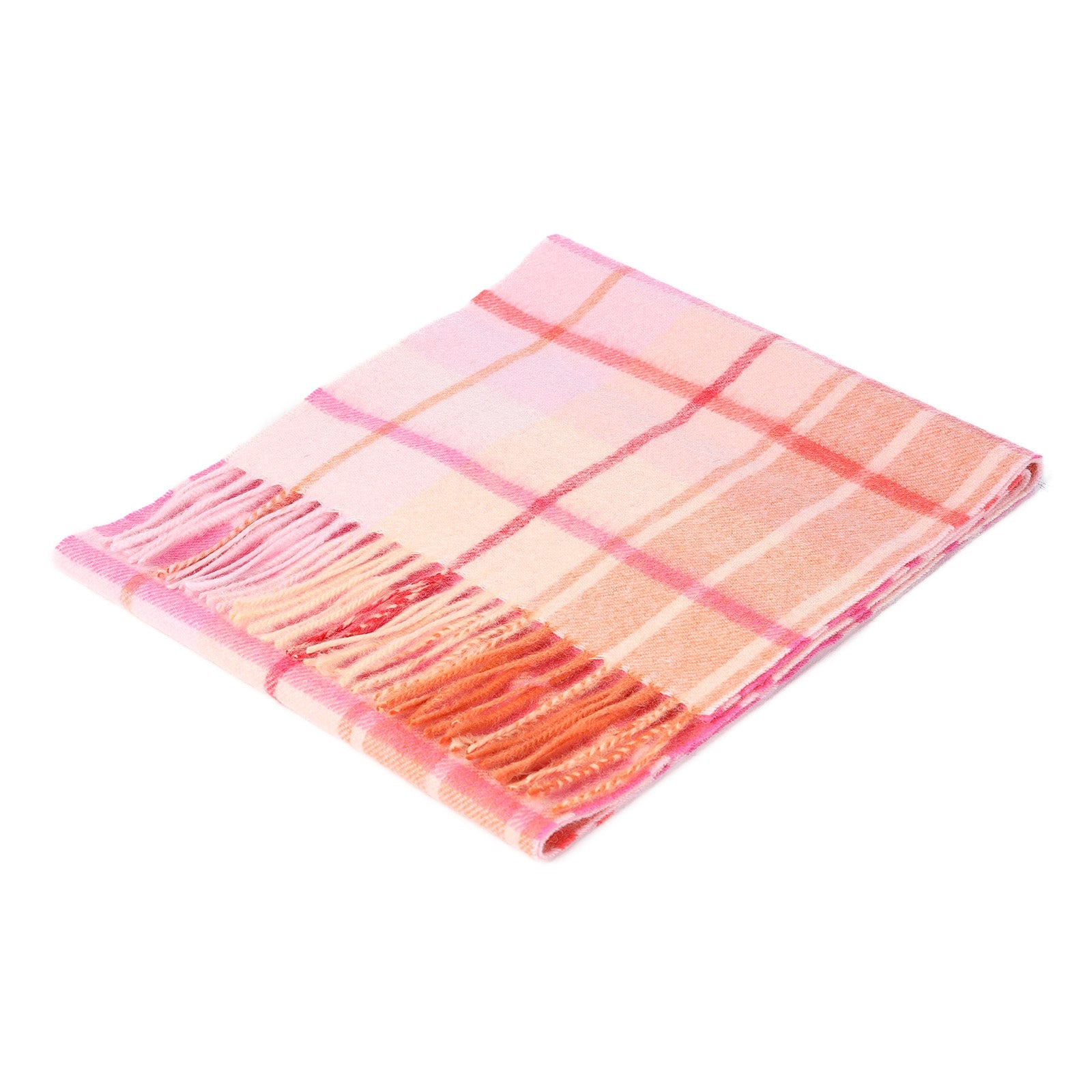 Edinburgh 100% Lambswool Scarf – Premium Soft Wool Wrap - MILL CHECK GINGER