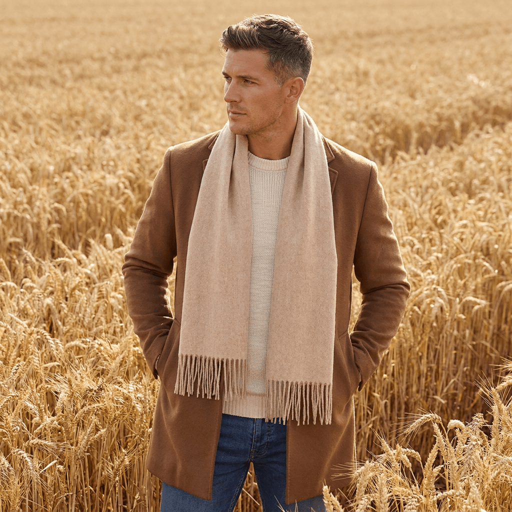 Edinburgh 100% Lambswool Scarf – Premium Soft Wool Wrap - Plain Vicuna