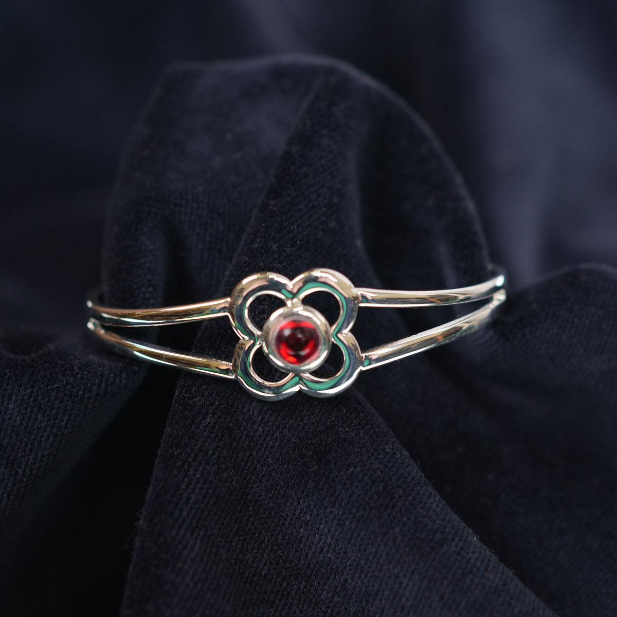 Art Pewter Birthstone Bangle - Silver Plated Pewter - Made in Scotland - July (Ruby)
