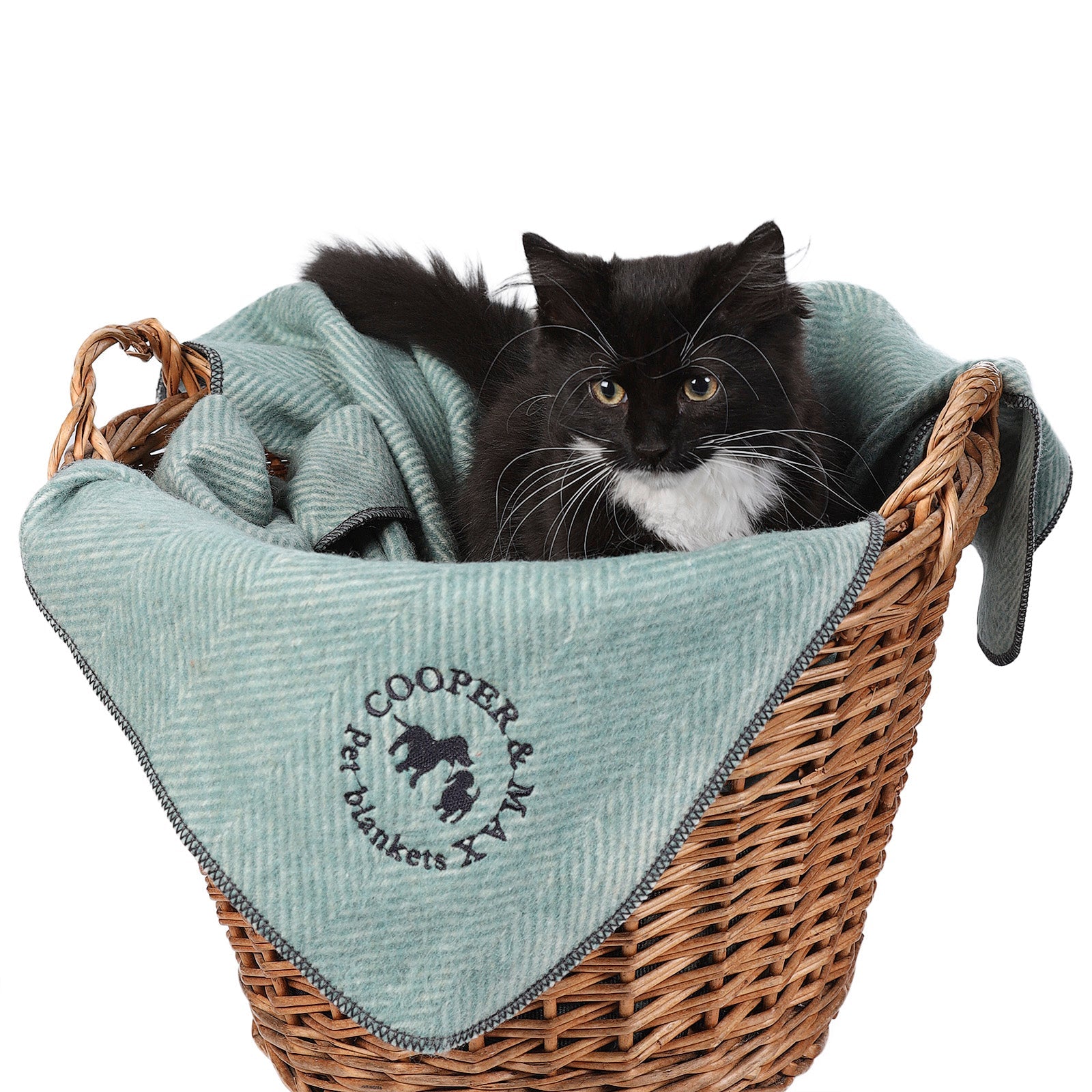 Recycled Wool Herringbone Pet Blanket – 150cm x 90cm - PISTACHIO