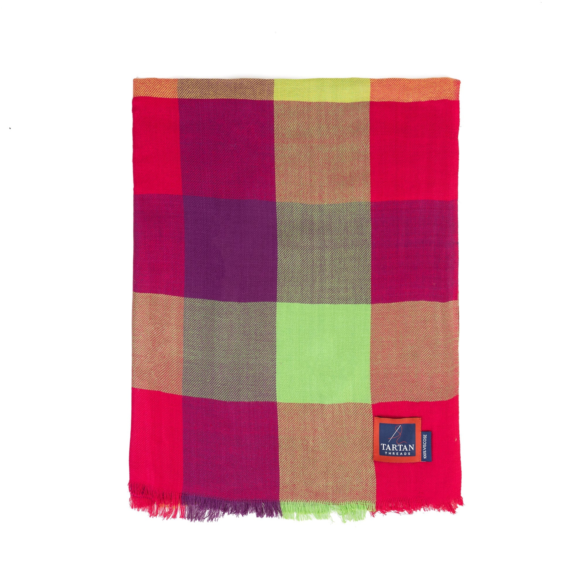 Tartan Stole Square Check - Bright Pink