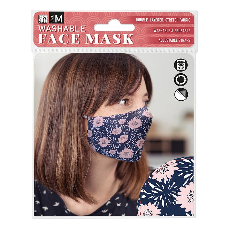 Face Masks Pink Flowers/Blue Base
