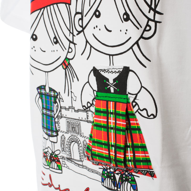 Appli. Traditional Dress Kids T-Shirt White