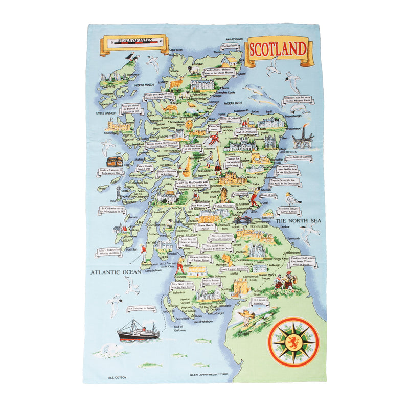 Map Of Scotland Kitchen Tea Towel