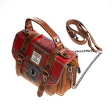 Ladies Ht Leather Mini Satchel Red Check / Tan