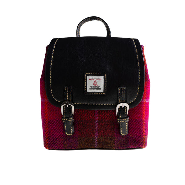 Ladies Ht Leather Small Backpack Cerise Check / Black