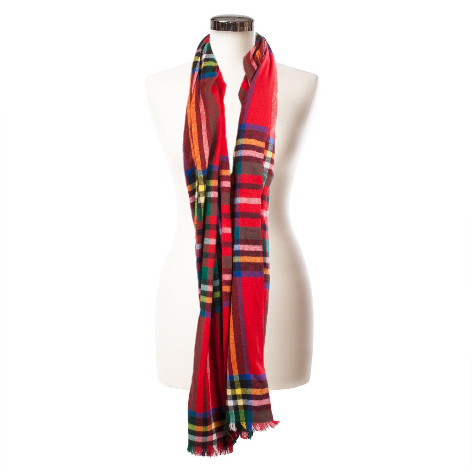 Brushed Tartan Cotton Scarf Stewart Royal