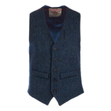 Men's Lewis Harris Tweed Waistcoat Blue Herringbone