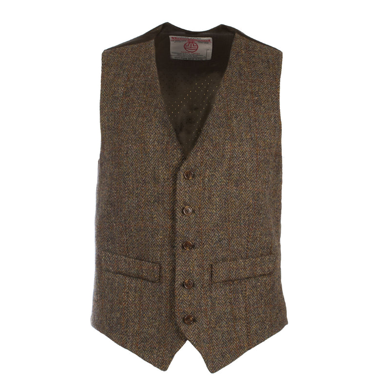 Harris Tweed Men's Wool Waistcoat - Lewis Brown Herringbone