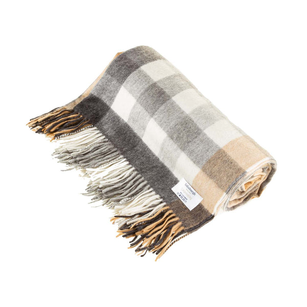 100% Cashmere Blanket Giant Chequer Natural