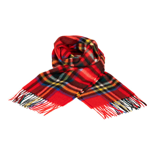 100% Cashmere Wide Tartan Scarf Stewart Royal