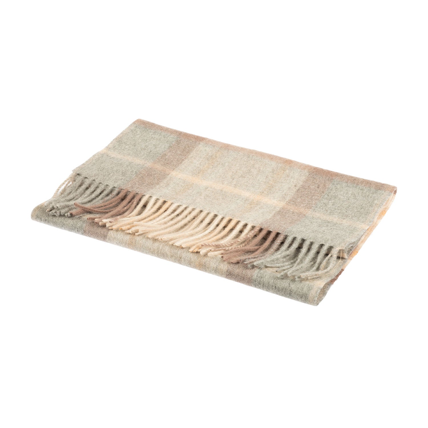 100% Cashmere Wide Tartan Scarf Mackellar Natural