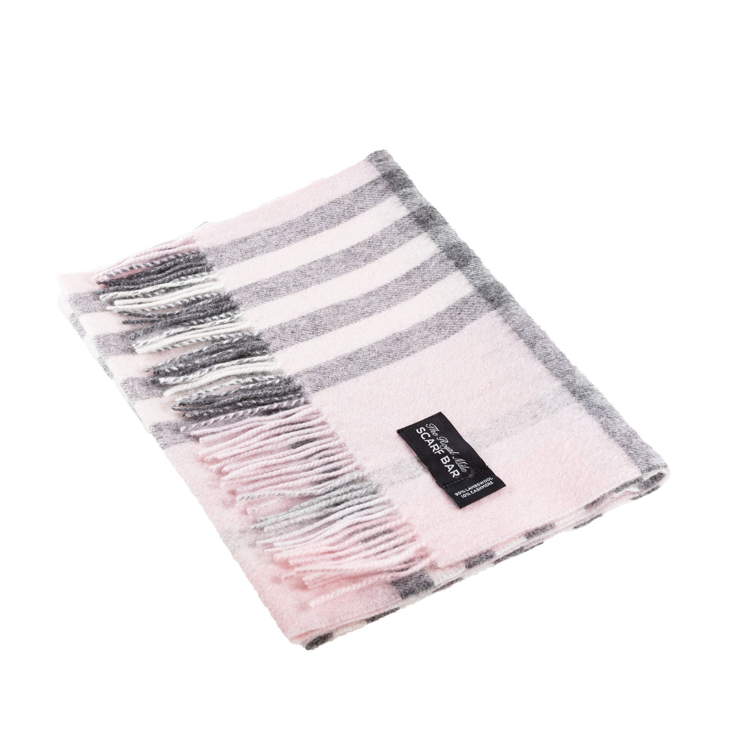 Cashmere Blend Tartan Scarf Chalk