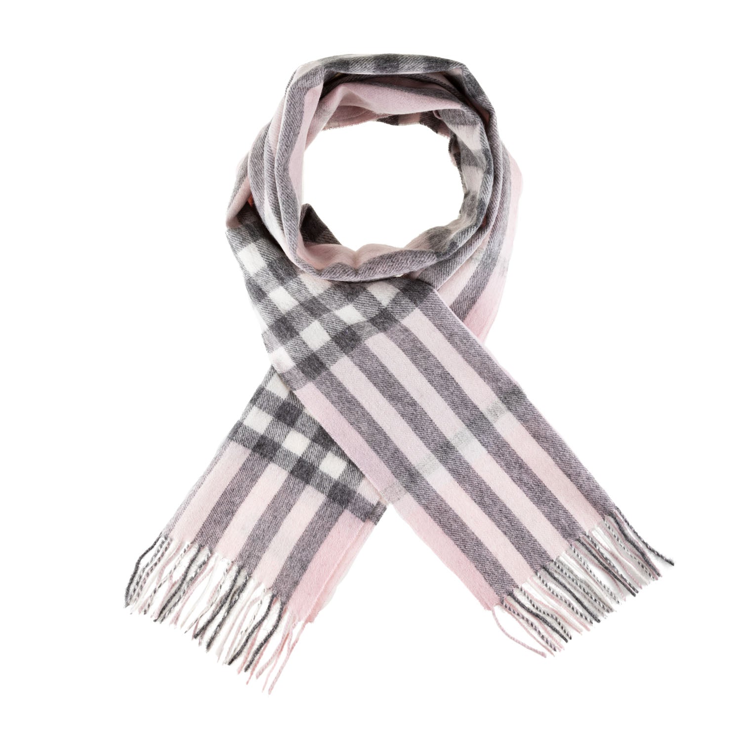 Cashmere Blend Tartan Scarf Chalk