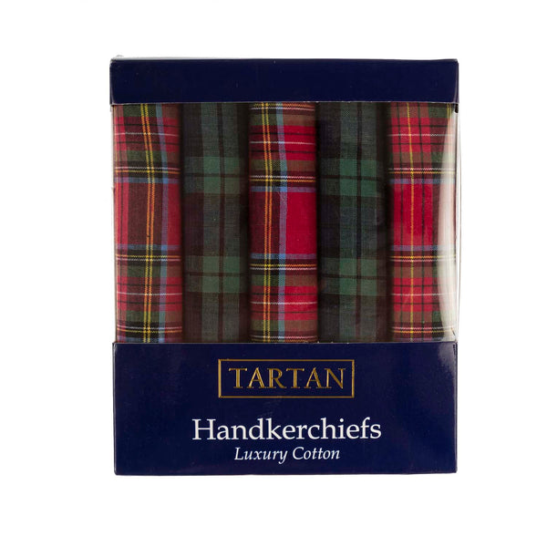 Adults Tartan 5 Pc Handkerchiefs Box Set