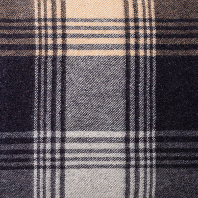 100% Cashmere Wide Tartan Scarf Broken Check - Navy/Camel