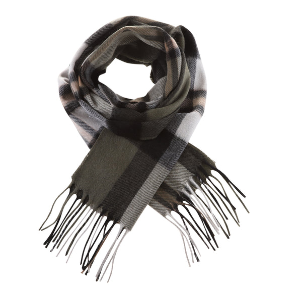 100% Cashmere Scarf Made In Scotland Amplified Thomson Olive