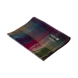 Lyle & Scott 100% Cashmere Scarf Rptd Edge Stripe Check - Burgundy/Green