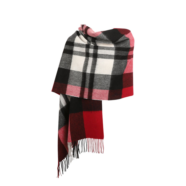 Cashmere Blend Tartan Stole Exploded Red