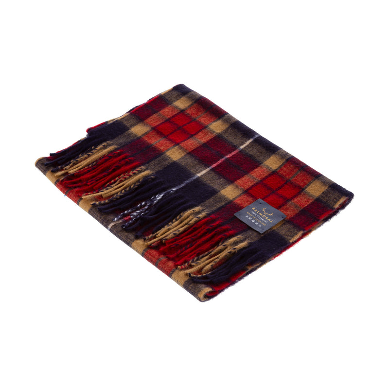 Balmoral 100% Cashmere Woven Scarf Navy/Red
