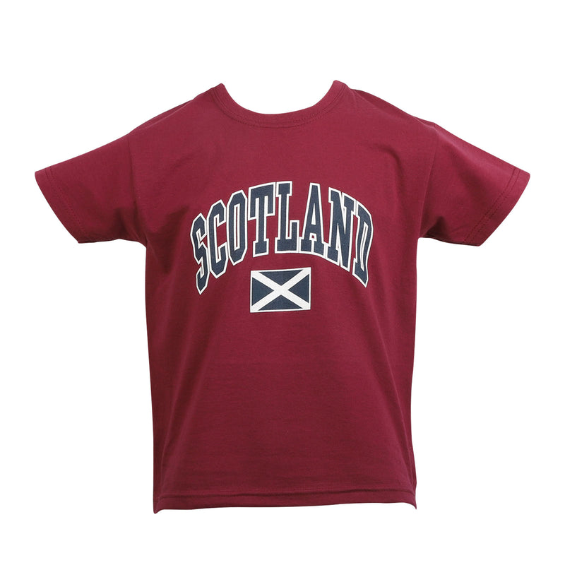 Kids Scotland Harvard Print T/Shirt Maroon