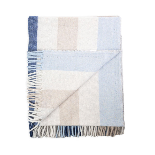 Stripe Herringbone Blanket Light Blue
