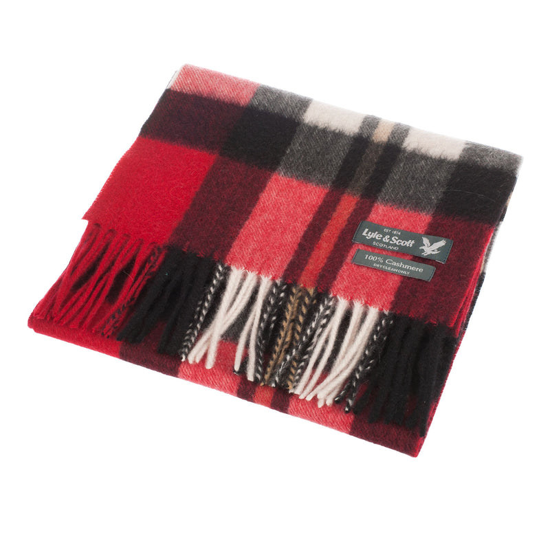 Lyle & Scott 100% Cashmere Scarf Exploded Thomson Red