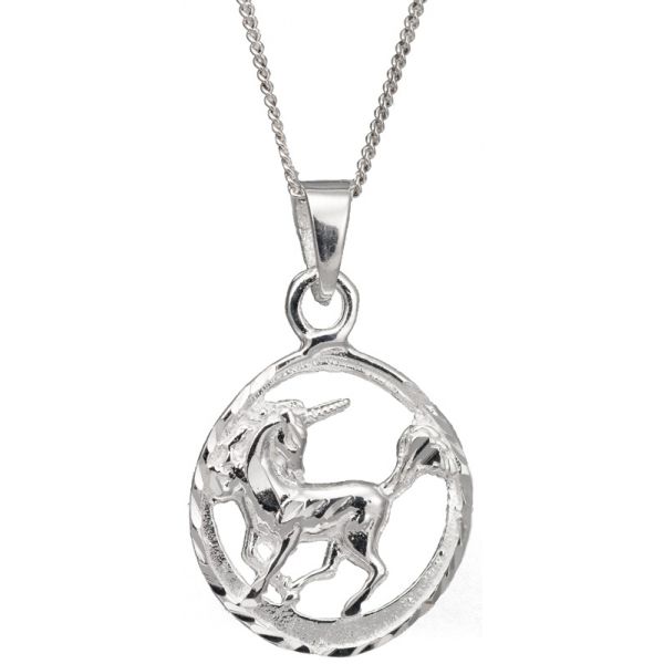 S/S Diamond Cut Unicorn Necklace