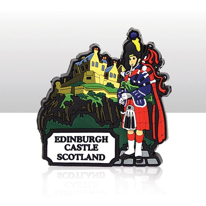 Edinburgh Castle And Piper Magnet
