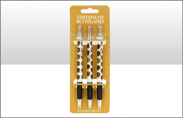 Tartans Of Scotland Wavy Clip Pen 3 Set