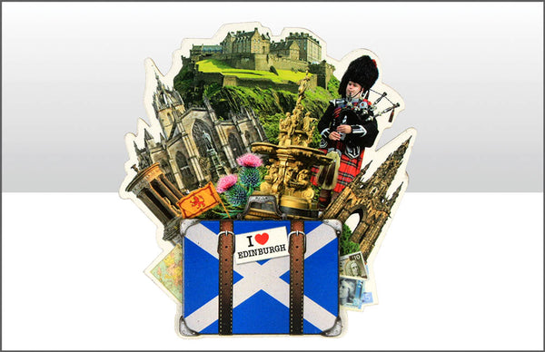 Edinburgh Icons Suitcase Wood Magnet