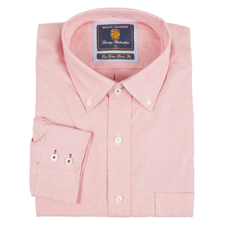 Men's Red Cotton Oxford Shirt