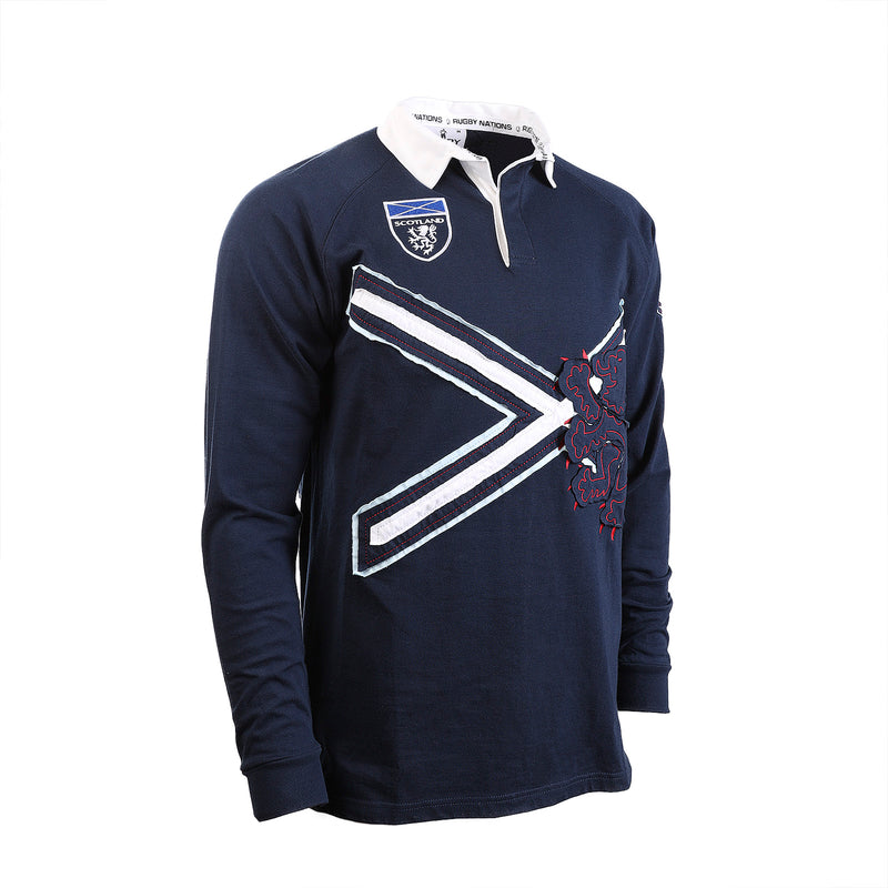 Gents L/S Saltire Red Lion Rugby Shirt Navy