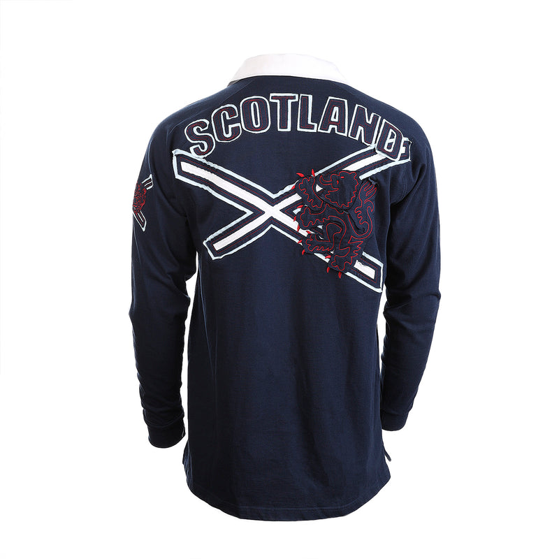 Gents L/S Saltire Red Lion Rugby Shirt Navy