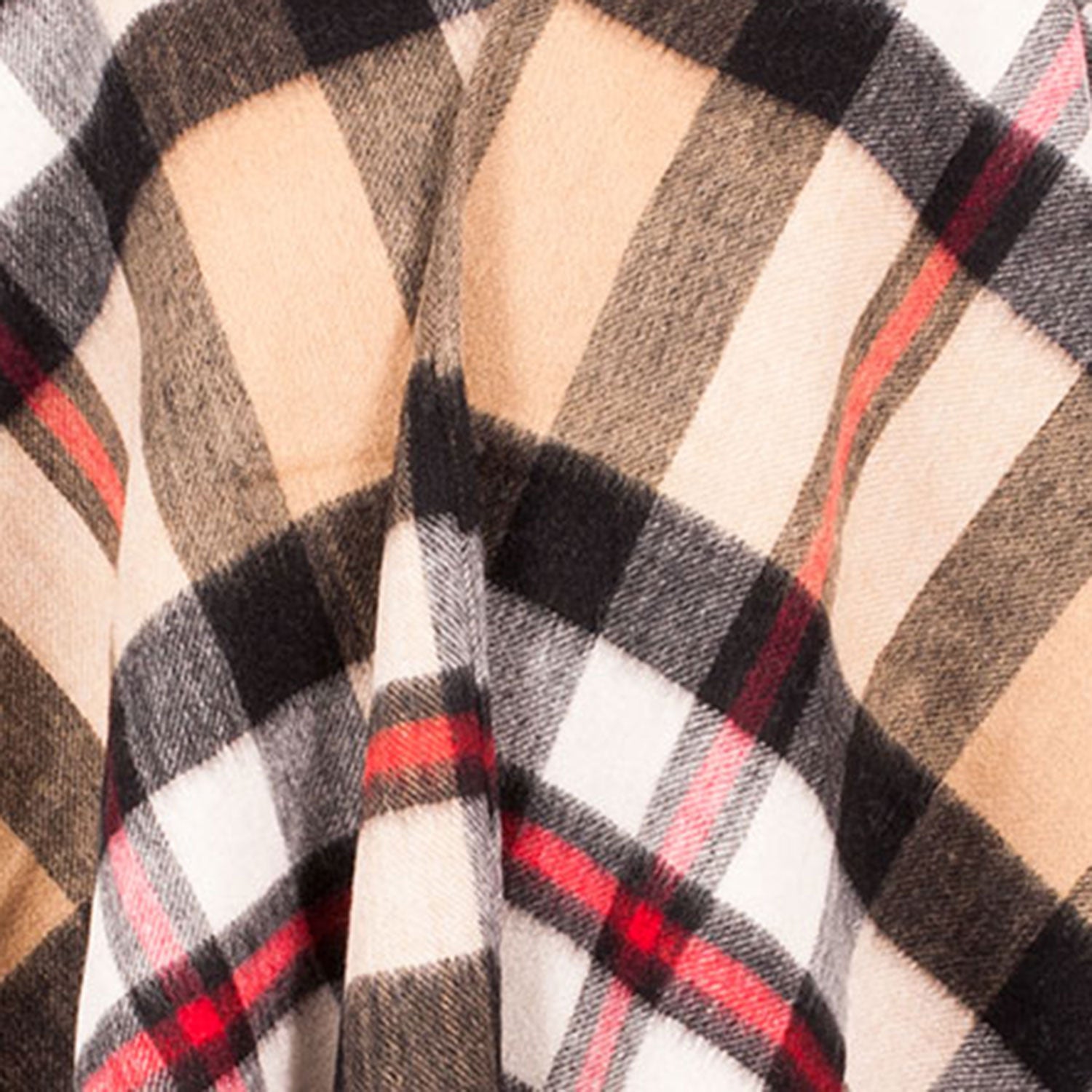 Edinburgh Lambswool Long Tartan Cape Exploded Thomson Camel