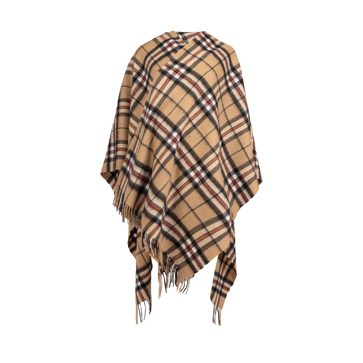 Edinburgh Lambswool Long Tartan Cape Thomson Camel