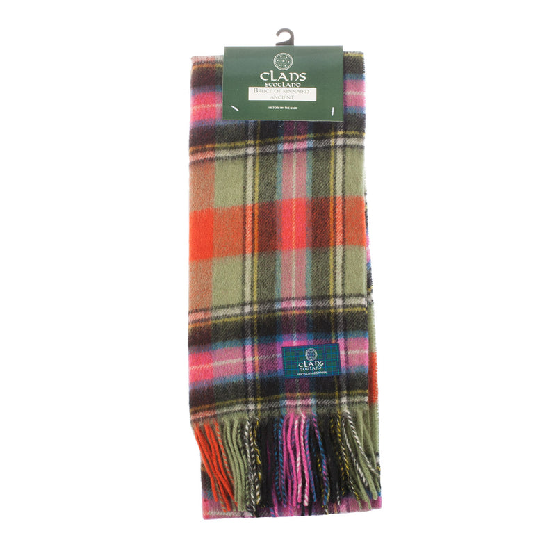 Lambswool Scottish Tartan Clan Scarf Bruce Of Kinnaird Ancient