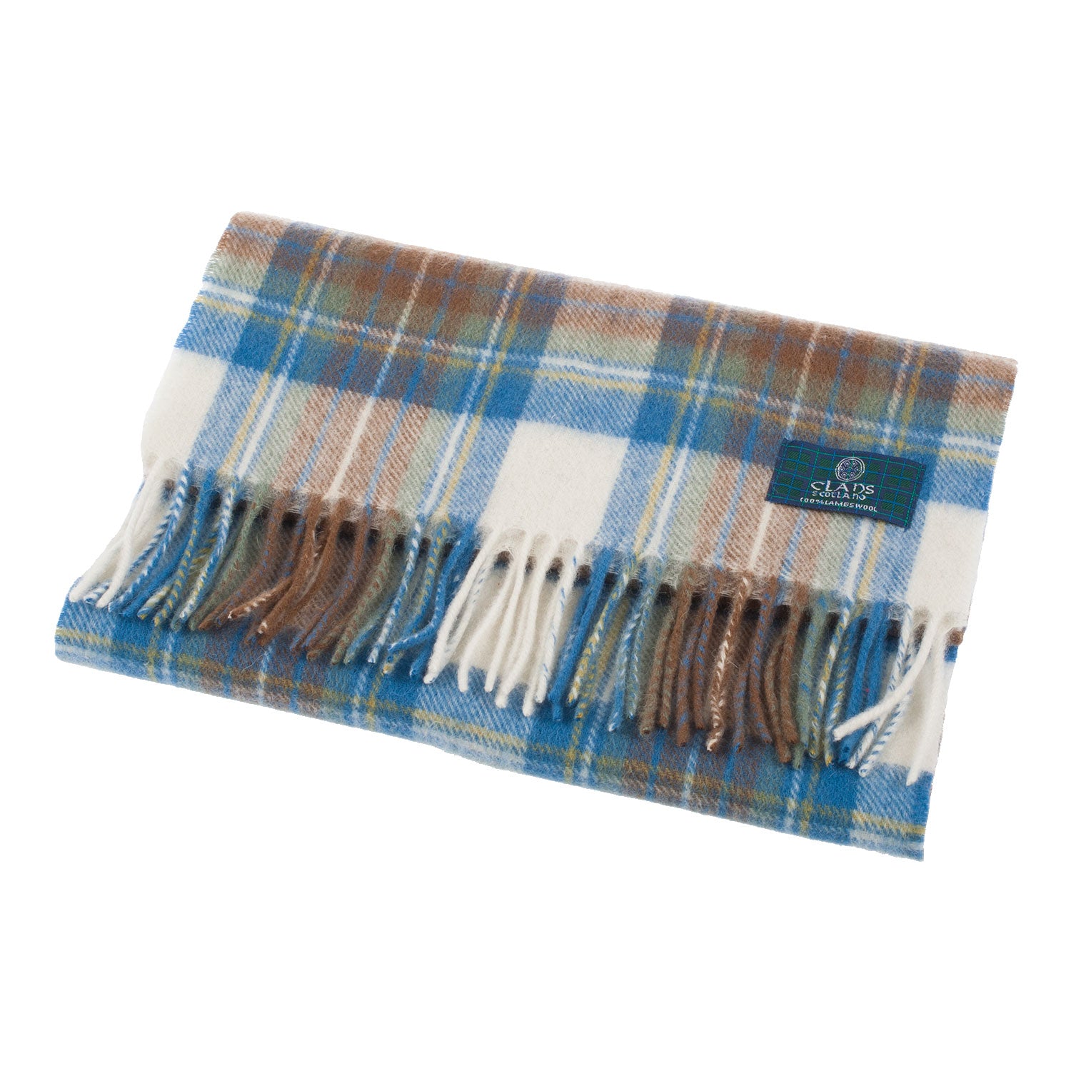 Lambswool Scottish Tartan Clan Scarf Stewart Muted Blue