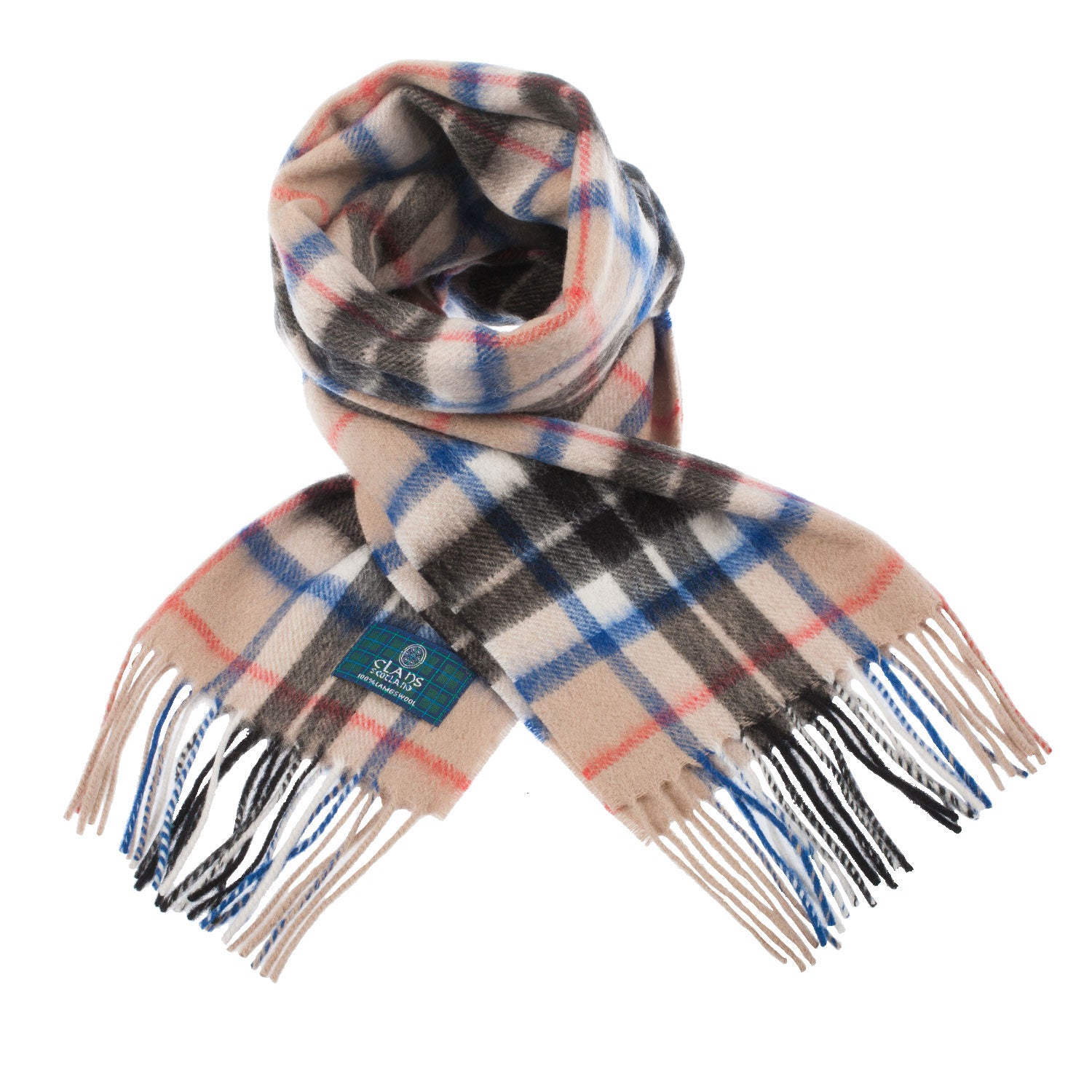 Lambswool Scottish Tartan Clan Scarf Thomson Camel