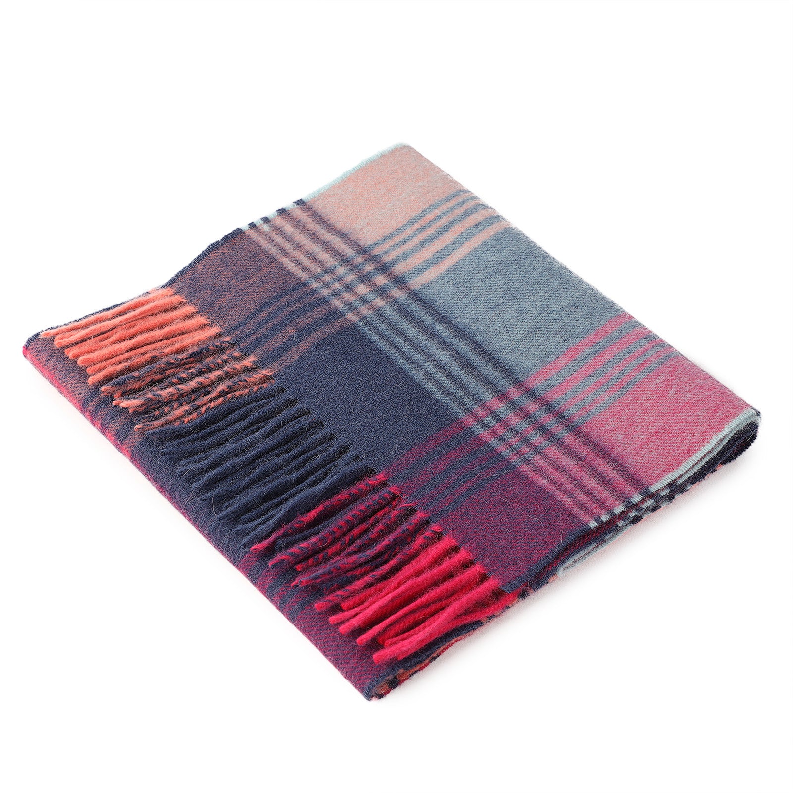 Edinburgh Cashmere Scarf Broken Check - Orange/Pink/Denim