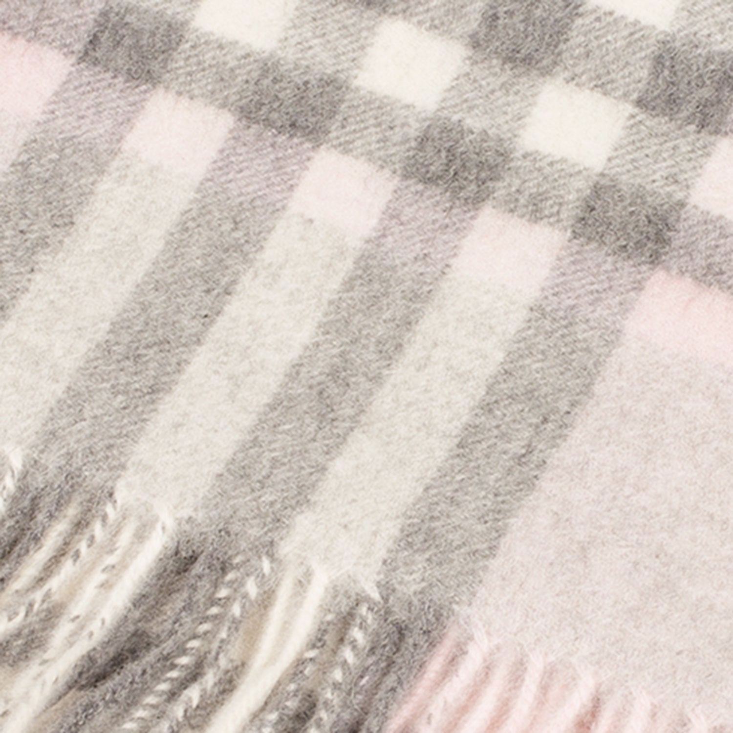 Edinburgh Cashmere Scarf Chequer Tartan - Pink/Grey
