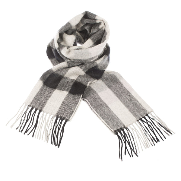 Edinburgh Cashmere Scarf Giant Chequer - Black/Oyster