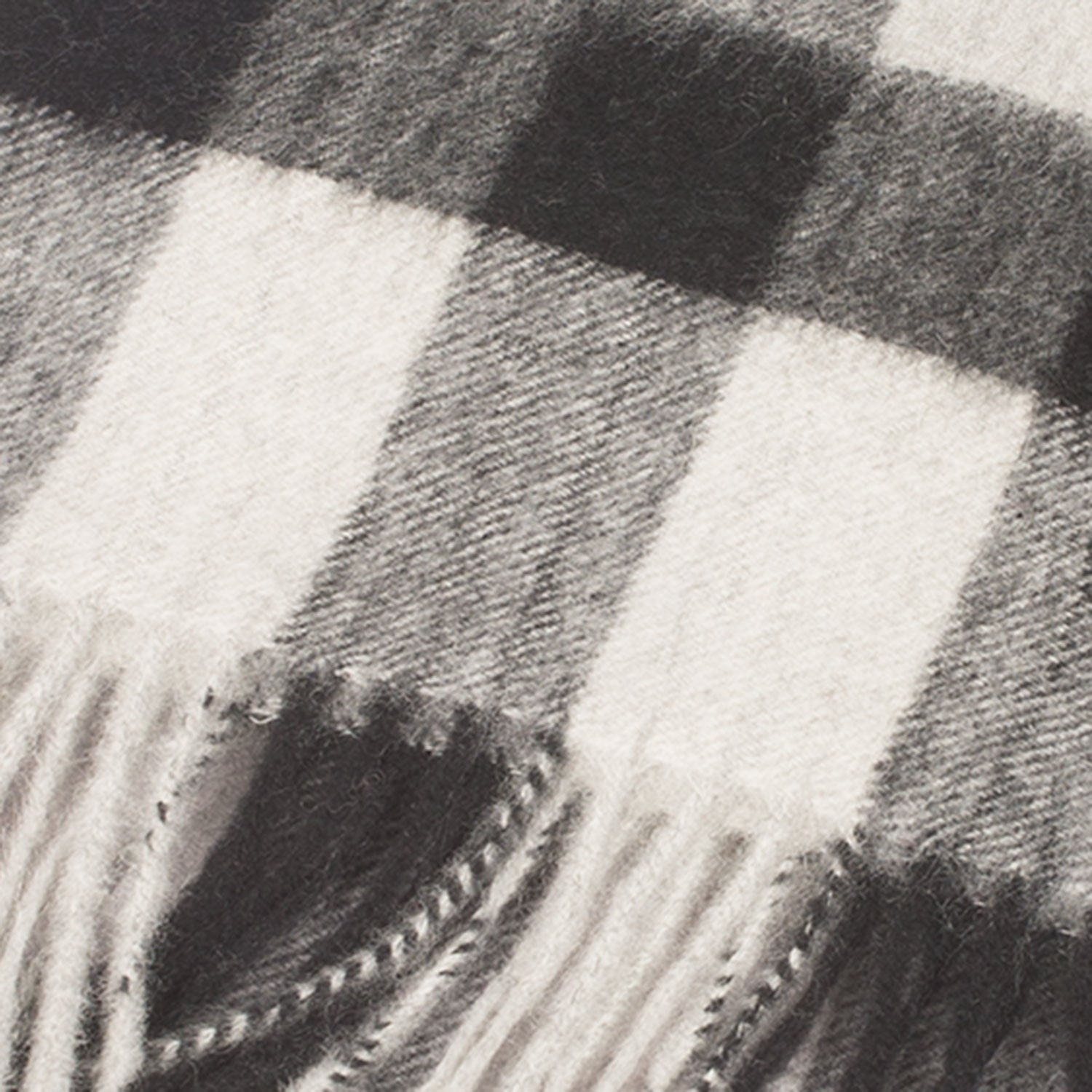 Edinburgh Cashmere Scarf Giant Chequer - Black/Oyster