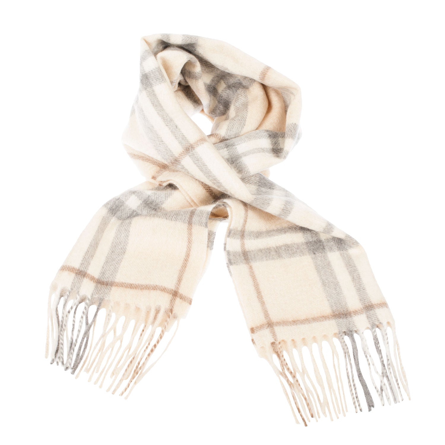 Edinburgh Cashmere Scarf Highlight Check - Olive/Brown/Oyster