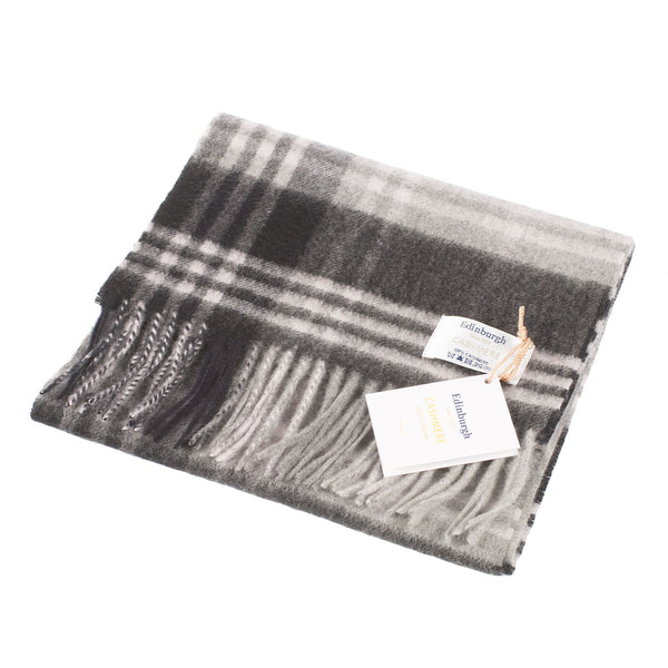 Edinburgh Cashmere Scarf Jk Check - Black/Silver