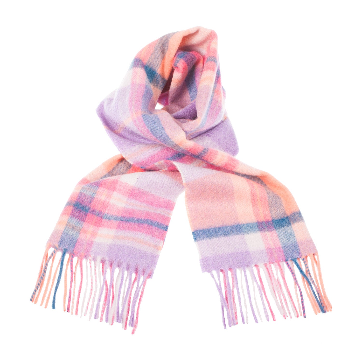 Edinburgh Cashmere Scarf Molton Check - Coral/Heather
