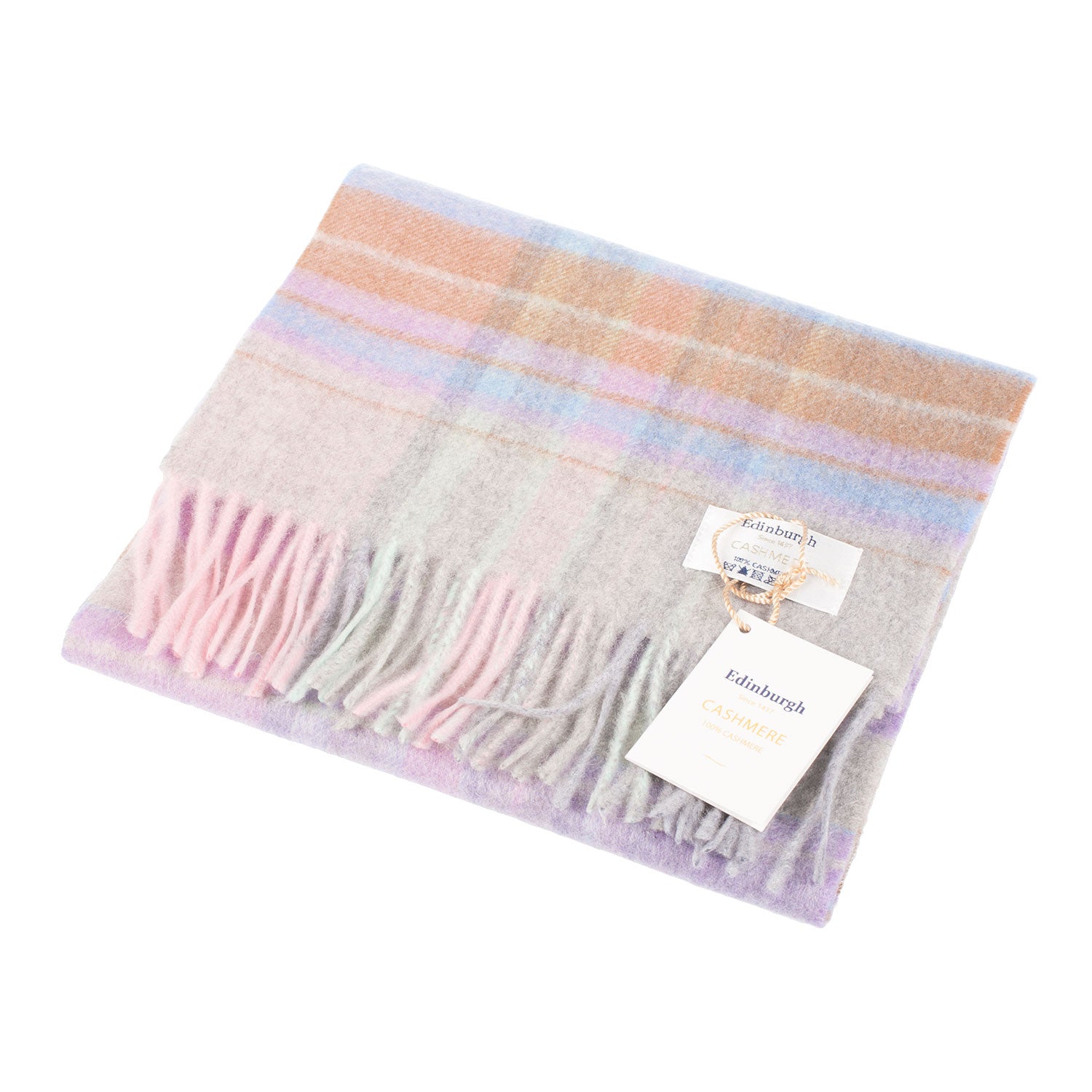 Edinburgh Cashmere Scarf Newlan Check Pink/Aqua