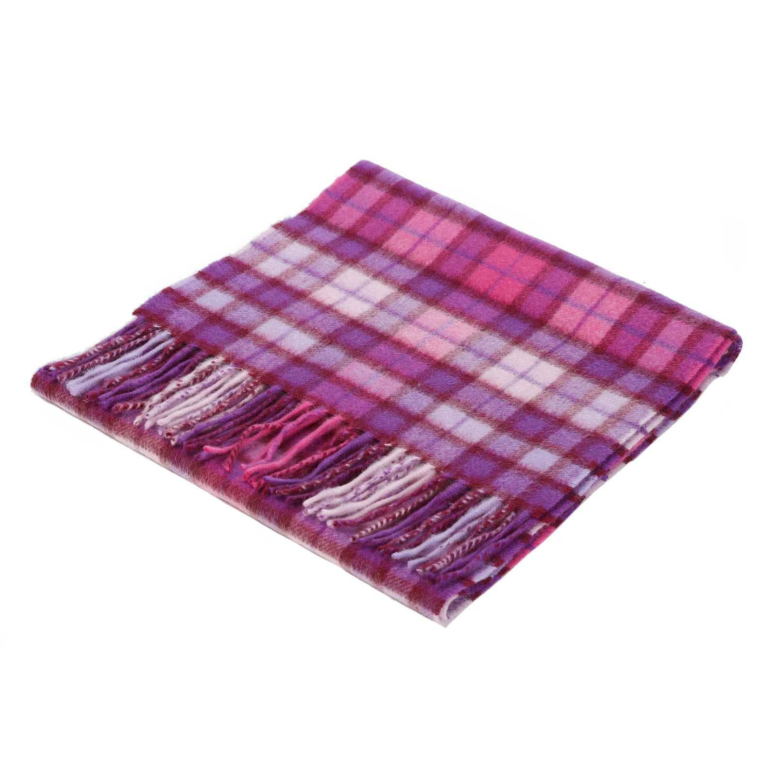 Edinburgh Cashmere Scarf Winter Check - Purple/Pink